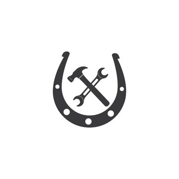 recommend clip art: horse shoe service repair  icon logo vector illustration