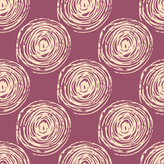 Seamless abstract pattern with light spirals. Purple background.