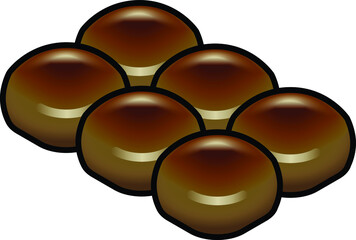 Half a dozen chocolate / spice glazed buns.