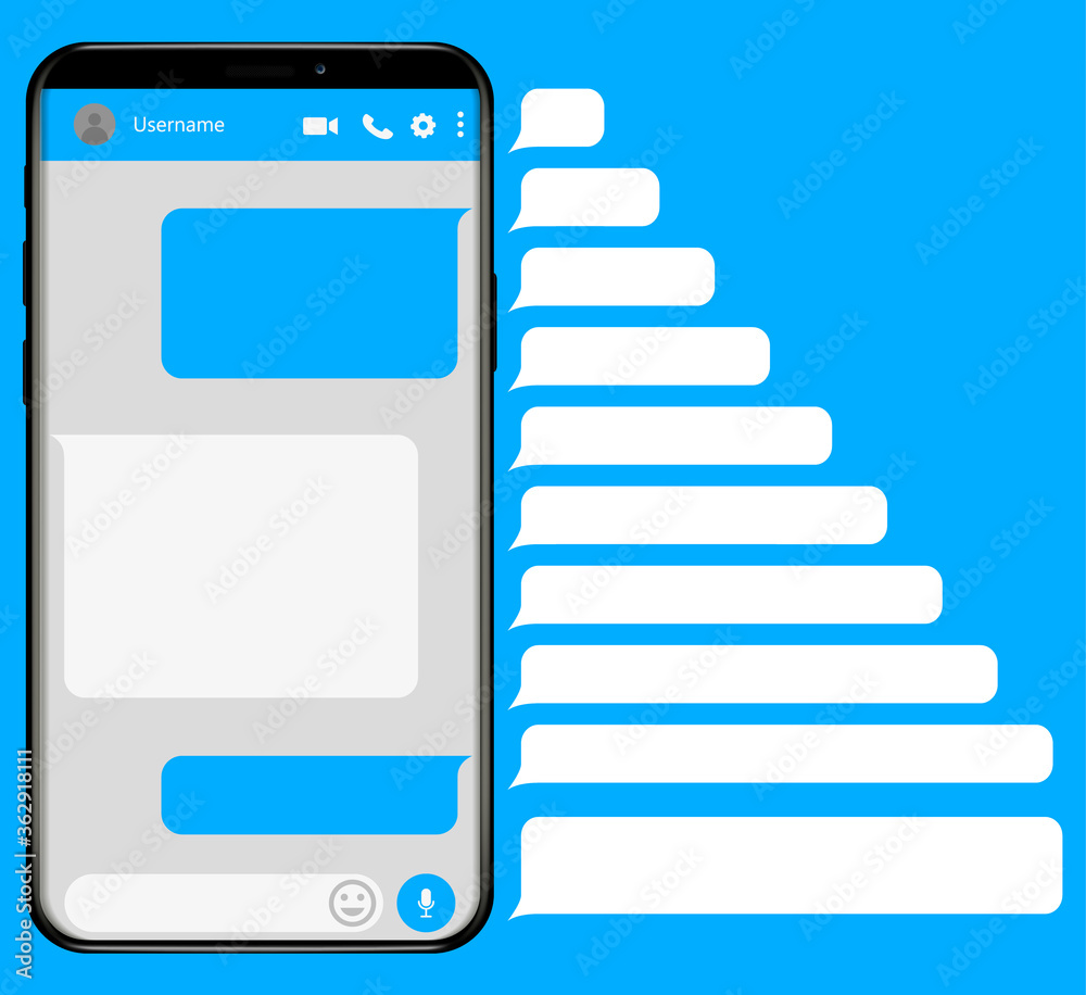 Poster Smartphone with messaging sms app. Messenger window. Chating and messaging concept. Vector.