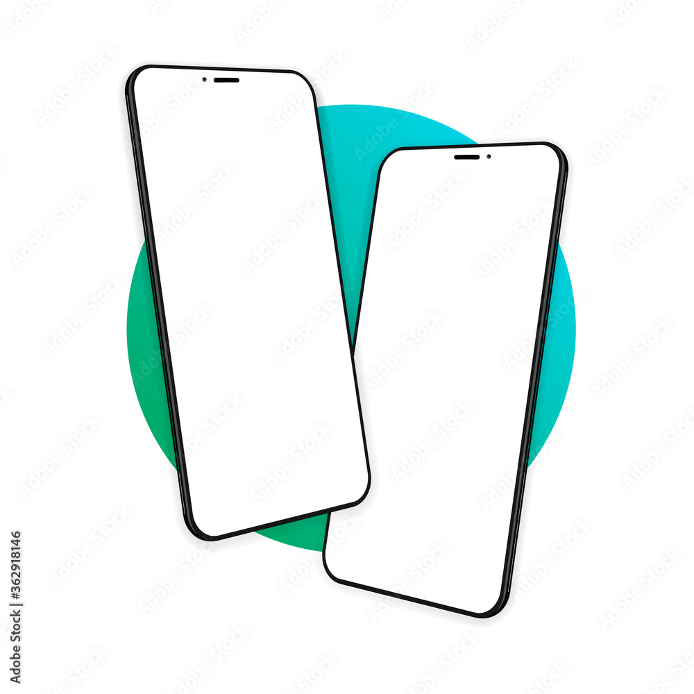Aufkleber Vector minimalistic 3d isometric illustration cell phone. Smartphone perspective view. Mockup generic device. Template for infographics or presentation UI design interface.