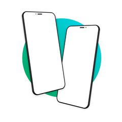 Vector minimalistic 3d isometric illustration cell phone. Smartphone perspective view. Mockup generic device. Template for infographics or presentation UI design interface.