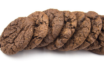 Biscuit. Background texture. Stack of cookies biscuit texture from biscuit biscuit tea cookies pattern. Crumpets as background. Chocolate sponge cake. Macro. copyspace