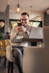 Man using smart phone