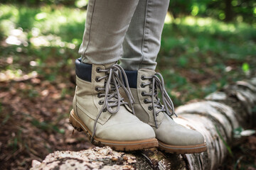 Leather hiking boots