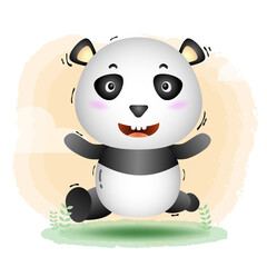 cute panda in the children's style. cute cartoon panda vector illustration