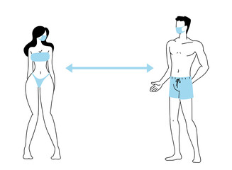 people with distance in beach by summer