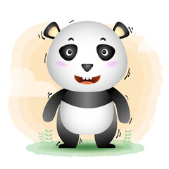 cute panda in the children's style. cute cartoon panda vector illustration