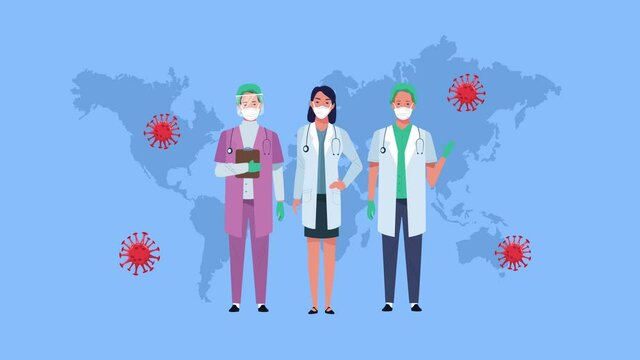 group of doctors staff wearing medical mask for covid19 in the panet