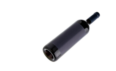 Bottle of vine isolated on white background.  Studio close up.