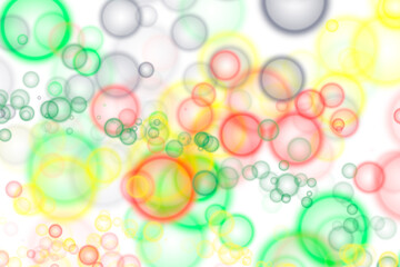 An illustration consisting of multicolored bubbles on a gradient yellow-green background