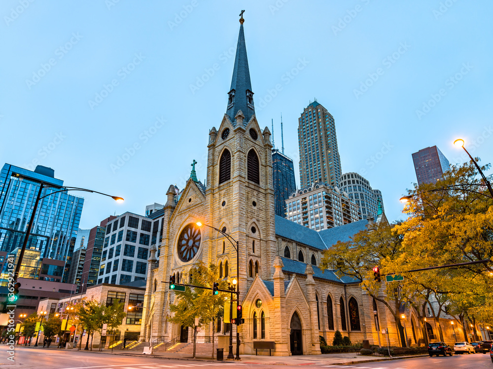 Poster holy name cathedral in chicago, usa