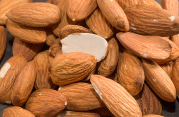 Close up of almonds. Full frame