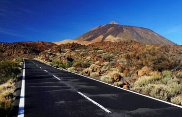 Road in El Teide National Park, Tenerife, Canary Islands, Spain