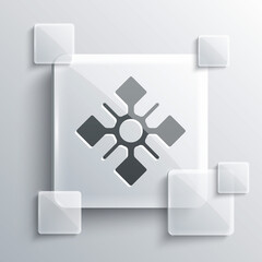 Fototapeta premium Grey Snowflake icon isolated on grey background. Square glass panels. Vector.