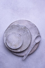 Fototapeta na wymiar Handmade handcrafted concrete plates and bowls