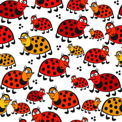 Seamless pattern of red beetles on a white background. - 362924366