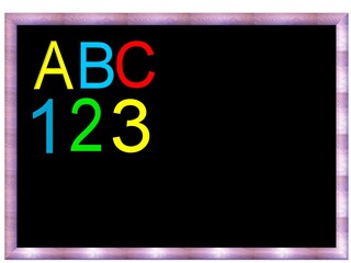 Black board ABC 123, 3D rendering