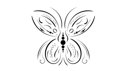 Patterned texture butterfky consisting of various decorative lines of black color and different thickness