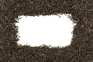 Leaves of black premium dry tea on a white background
