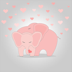 Pink elephant, Children's pattern. Background of cute elephants