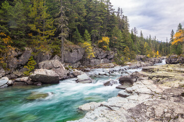 The streams in McDonald Creek in Glacier National Park, in Montana.