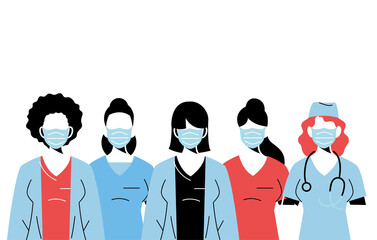 professional medical women wearing face masks