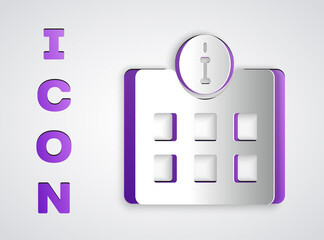 Paper cut Information icon isolated on grey background. Paper art style. Vector.