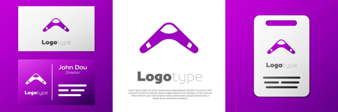Logotype Boomerang icon isolated on white background. Logo design template element. Vector.