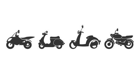 motorcycle icon set. Sportbike, scooter icon
