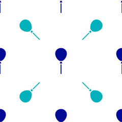 Blue Balloons with ribbon icon isolated seamless pattern on white background. Happy Easter. Vector.