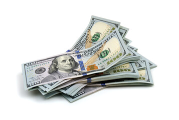  dollar banknotes on white background