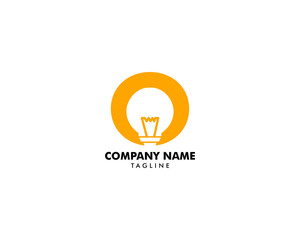 Initial letter O Logo with Light Bulb