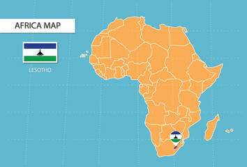 Libya map in Africa, icons showing Libya location and flags.	