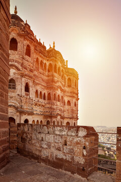 Beautiful view of Mehrangarh Fort in blue city Jodhpur. Rajasthan, India