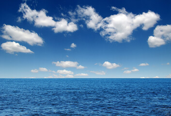 Blue sea with waves and sky