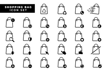 Shopping bag icon set. Collection of shopping bag icon. Vector and illustration