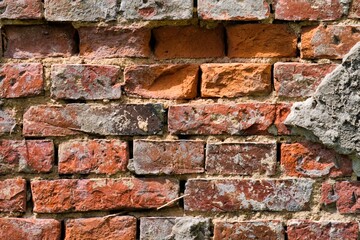 Red brick old wall, retro background