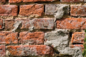 Red brick old wall, retro background