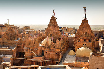 View of Jain Temple in Jaisalmer Fort, Rajasthan, India.