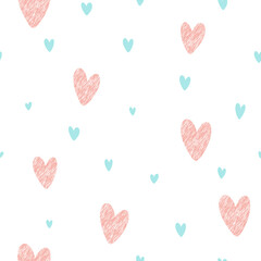 Seamless background with Pink and Blue Hearts