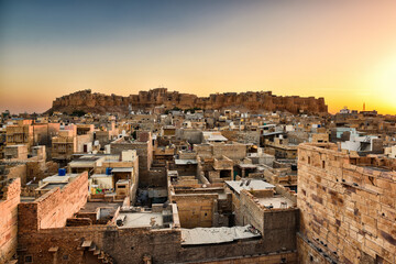 Jaisalmer fort oudoor view from patwon ki Haveli, Rajasthan, India.