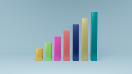 3D rendered chart style infographic design template.