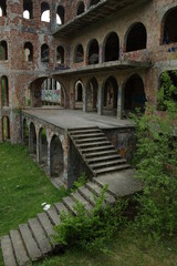 Obraz premium never unfinished modern castle Lapalice in Poland, looks like ruins - Łapalice