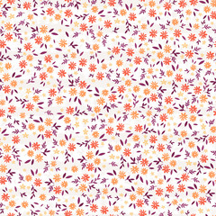 Lovely ditsy floral seamless pattern, tiny hand drawn flowers, great as background, for textiles, banners, wallpapers, wrapping - vector design
