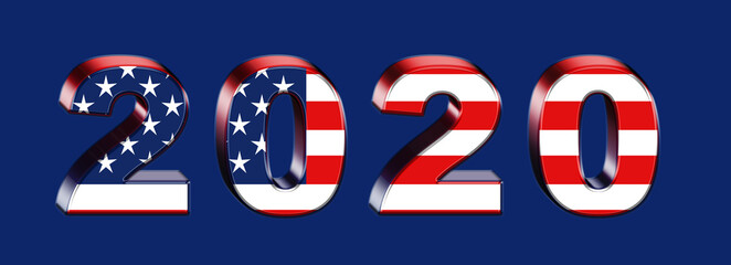 USA presidential election 2020 american vote, horizontal banner design on blue background.Illustration.