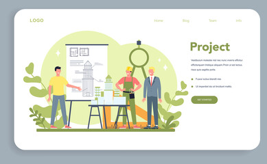 Architecture web banner or landing page. Idea of building project