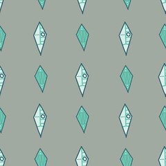 Pattern Filled Diamond shape stripes teal on gray Seamless pattern Vector hand drawn doodle style illustration surface design