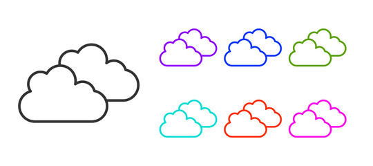Black line Cloud icon isolated on white background. Set icons colorful. Vector.