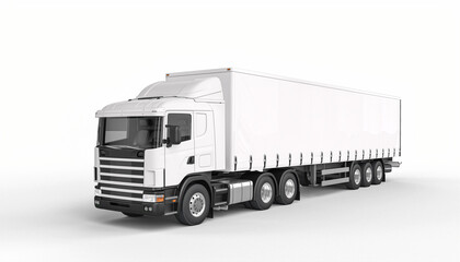 tarpaulin truck white color 3d render. - obrazy, fototapety, plakaty
